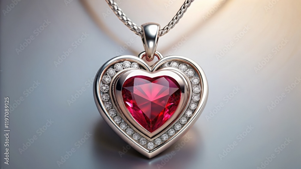 Elegant Heart Pendant with Ruby and Diamonds Elegant Heart Pendant with Ruby and Diamonds