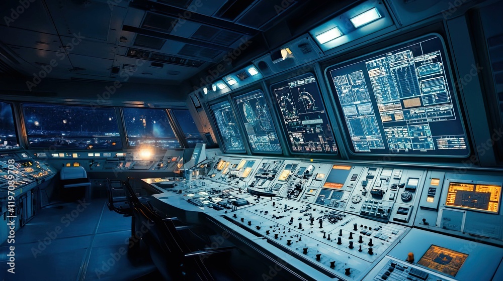 Spaceship Control Room 4K no people Spaceship Control Room 4K no people