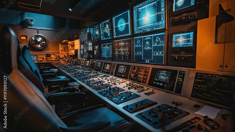 Spaceship Control Room 4K no people Spaceship Control Room 4K no people