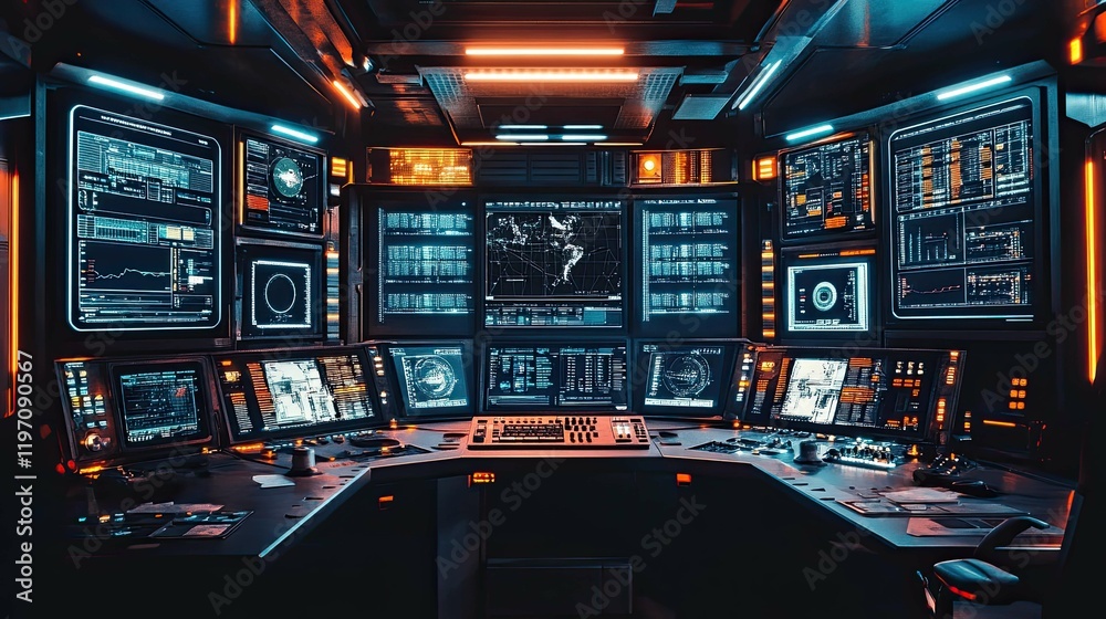 Fototapeta premium Spaceship Control Room 4K no people 
