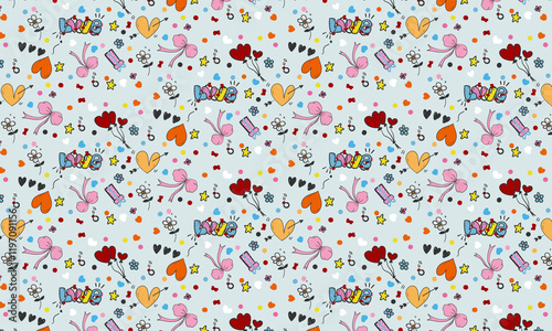 Seamless pattern  of doodle element valentine celebration design for surfaces and wallpaper 