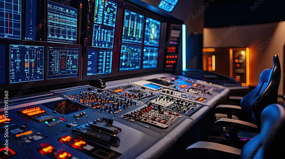 Spaceship Control Room 4K no people Spaceship Control Room 4K no people