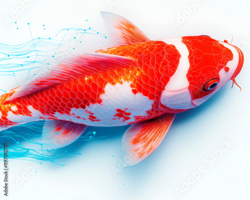 Vibrant koi fish swimming gracefully in clear water. photo