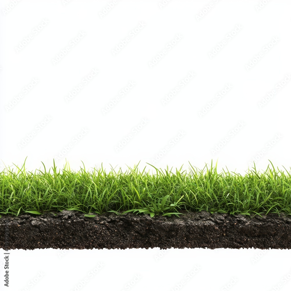 Fototapeta premium 3D Seamless Ground Slice Illustration with Realistic Grass Texture