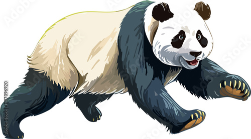 panda run isolated ai generative