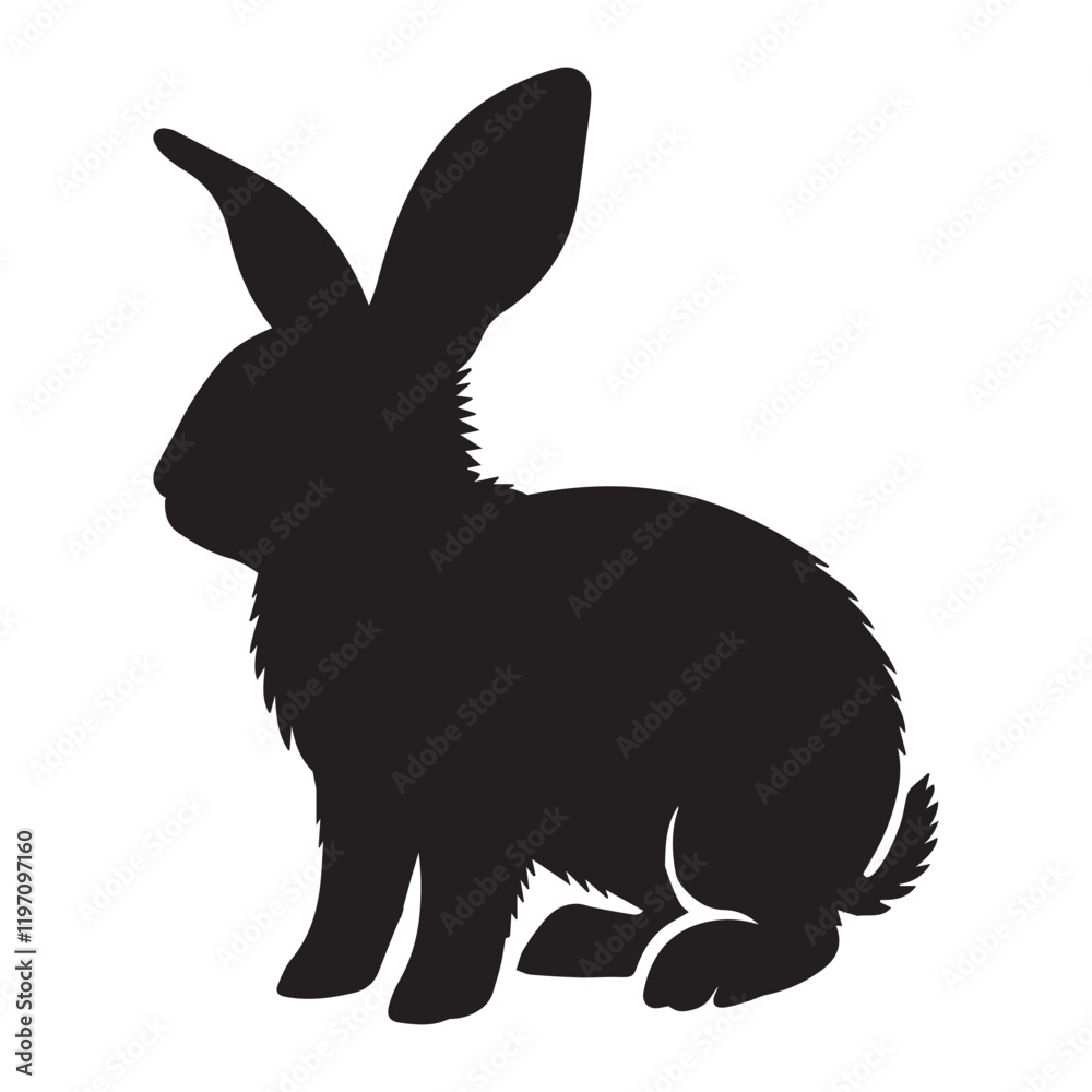Naklejka premium Rabbit silhouette vector illustration, Bunny silhouette Design
