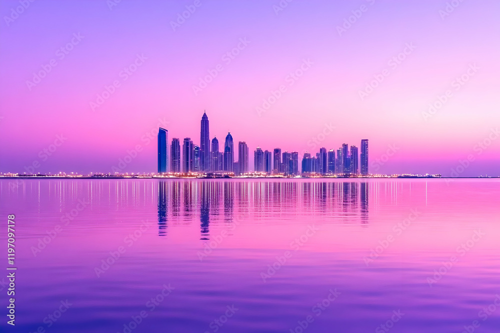 Fototapeta premium Purple Cityscape Reflection
