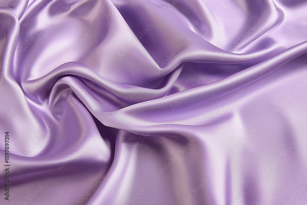 Fototapeta premium Exquisite light lilac satin light purple colour material with smooth wavy texture 