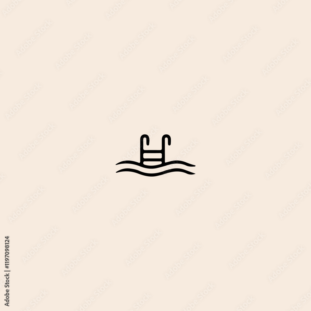 Swimming pool ladder sign icon flat vector design. Swimming pool ladder sign icon flat vector design.