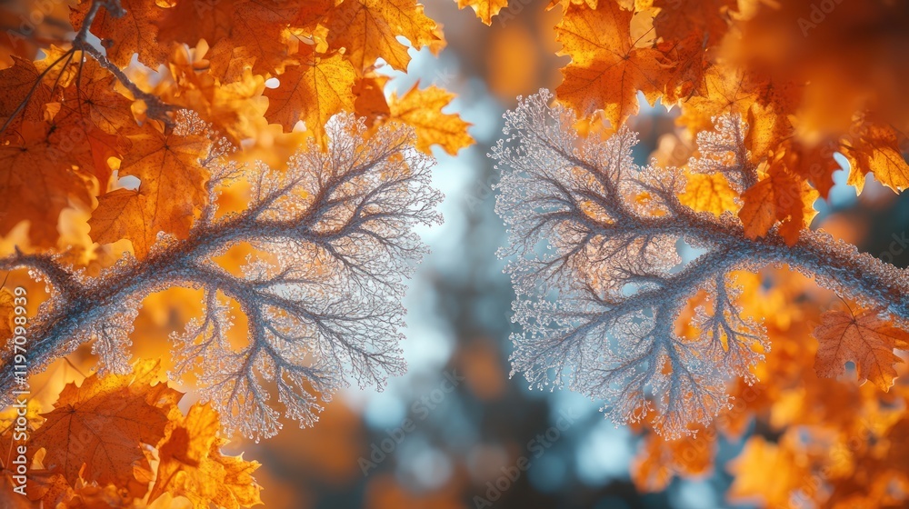 Lungs, autumn leaves, medical illustration, nature backdrop