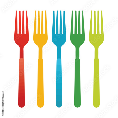 set of colorful forks