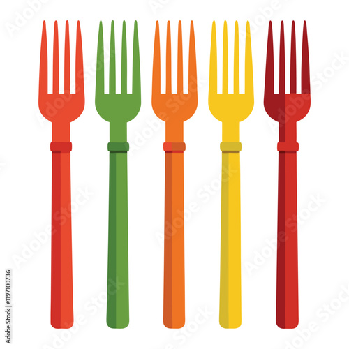 set of colorful forks