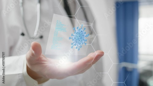 Doctor reveals virus hologram with AI photo