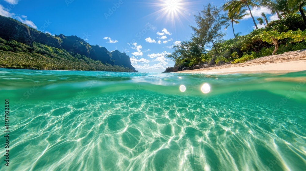 Fototapeta premium Discover Hawaii's pristine waters and golden sunsets