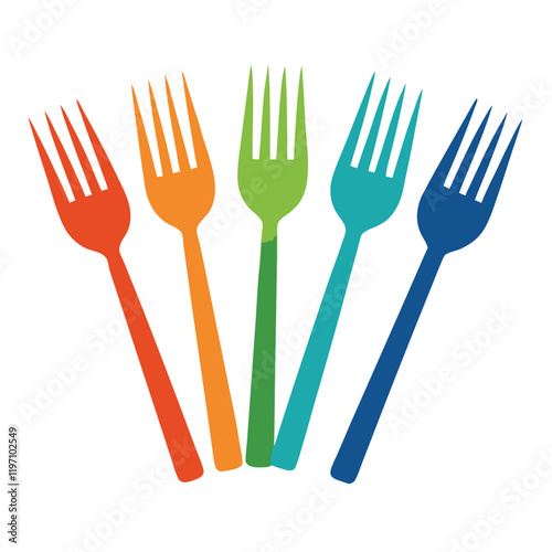 set of colorful forks