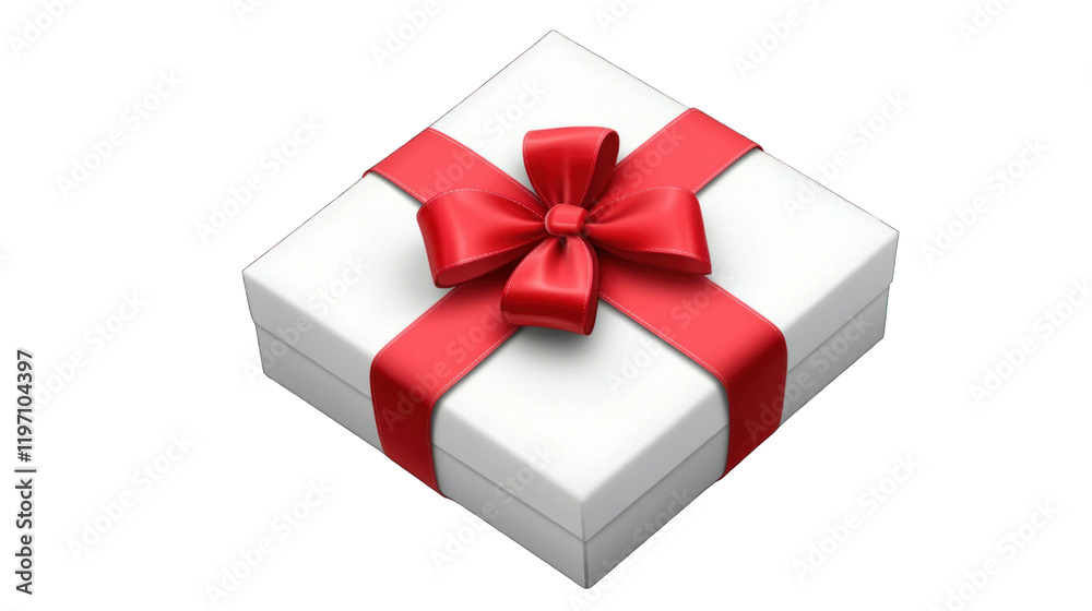 Fototapeta premium A white box with a red bow on top