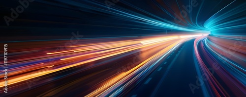 A long, colorful line of lights