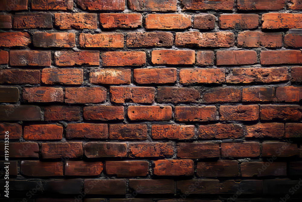Fototapeta premium exploring the grunge aesthetic: capturing the essence of aged, dark red brick walls through vintage textured brick photography for rustic, industrial design inspiration