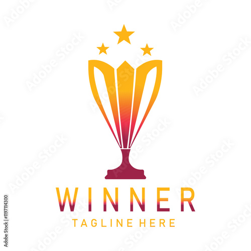 Winner trophy - vector logo template concept illustration in flat style. Star with shapes. Creative sign. Design elements.