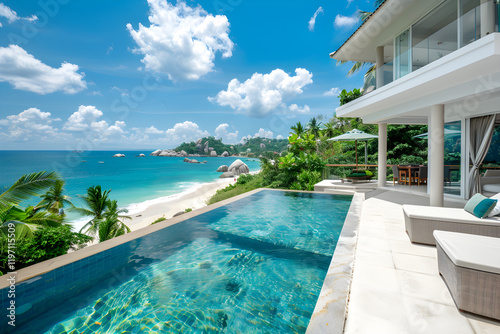 Serene Tropical Bliss  Luxury Beach Villa Overlooking Stunning Seascape and Infinity Pool