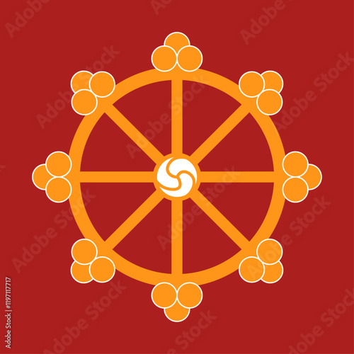 Dhamma wheel. Buddhist wheel. Vector symbol