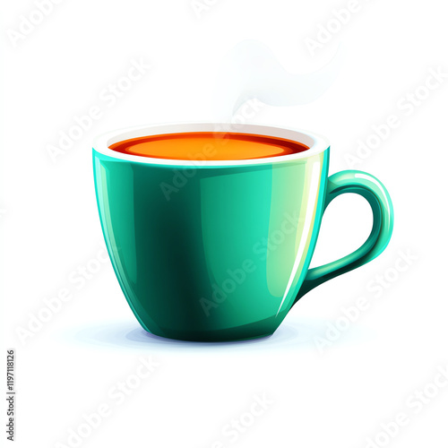 A steaming cup of tea in a vibrant turquoise mug, perfect for cozy moments or daily rituals. photo