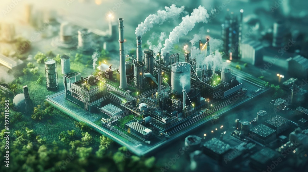 Obraz premium A digital illustration showing the process of carbon capture in offset programs, helping to reduce carbon emissions and support the global move toward carbon neutrality