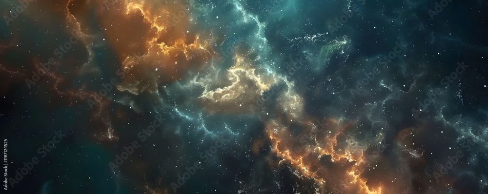 Obraz premium A space background with orange and blue clouds