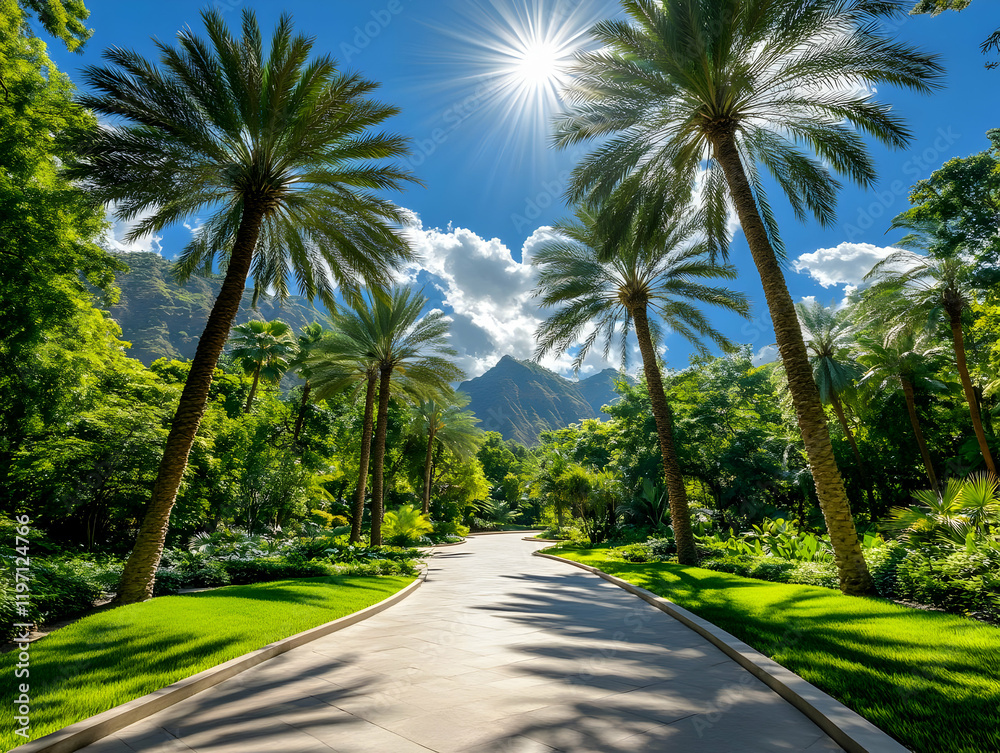 Tropical Paradise Path, Realistic Image