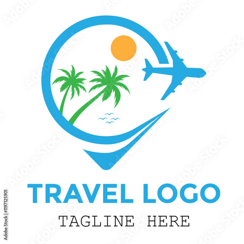 Modern travel agency logo with white background minimalist design