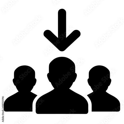 Three people are shown in a line, with the bottom person being the tallest. The top person is looking down, and the bottom person is looking up