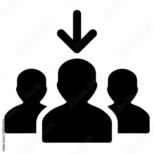 Three people are shown in a line, with the bottom person being the tallest. The top person is looking down, and the bottom person is looking up