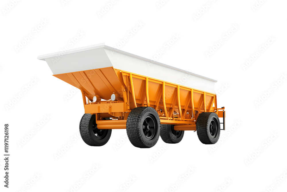 Orange Agricultural Trailer with White Top, Transparent Background Orange Agricultural Trailer with White Top, Transparent Background