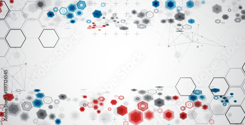 Abstract hexagon background with plexus effect for design works. Vector.