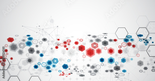 Abstract hexagon background with plexus effect for design works. Vector.