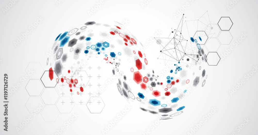 Naklejka premium Abstract hexagon background with plexus effect for design works. Vector.