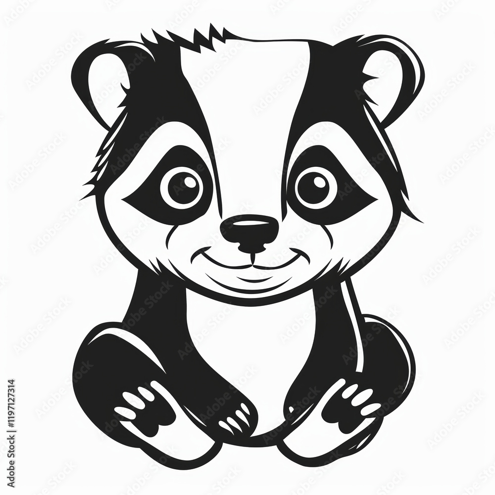 Obraz premium Cute Badger Vector Logo With Isolated Outline Design
