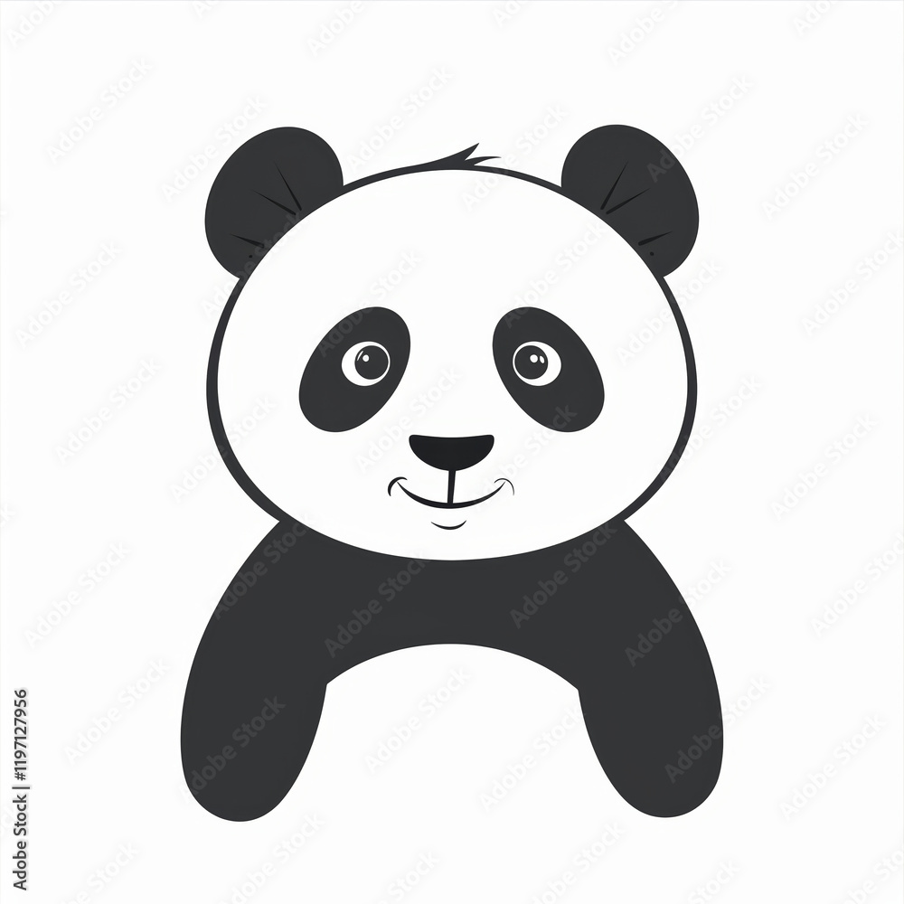Fototapeta premium Cute Panda Vector Logo With Outline Design, Black and White
