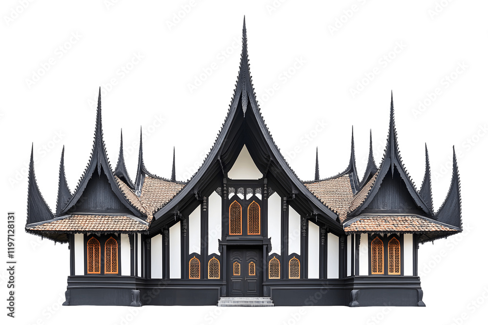 Fototapeta premium Discover Exquisite Black House with Transparent Background Kaos