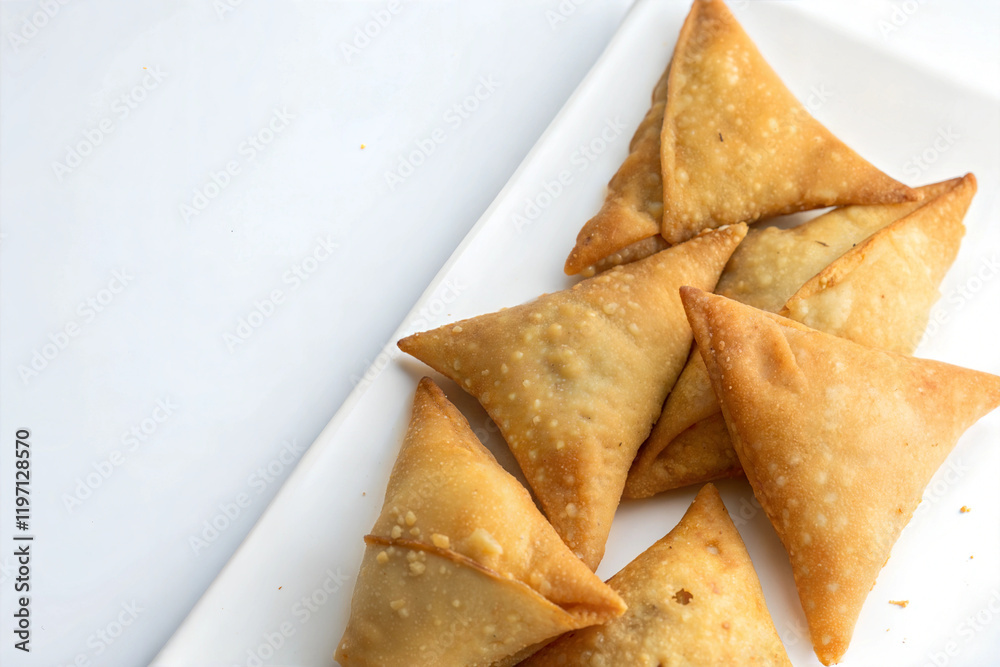 Indian, Pakistani traditional Aloo, Qeema Samosa Close up. Indian, Pakistani traditional Aloo, Qeema Samosa Close up.