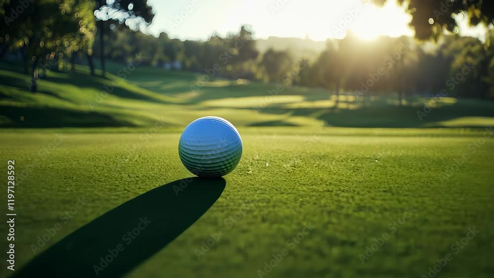 Golf ball on the green. Ball, rolls, golf, lawn lawn, field, grass,. Golfer on the green of a field with grass and a lawn. Golf ball rolling on the grass in a field. A golf ball lifestyle.