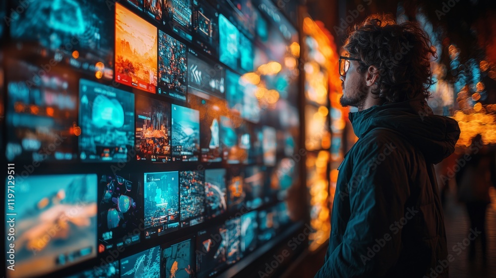 Obraz premium A social media feed displaying a new brand, capturing the attention of the viewer, digital marketing, promotion, vibrant and engaging scene