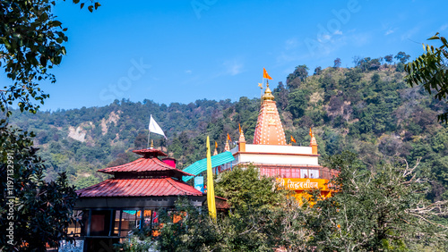 Ancient Shri Sidhbali Baba Dham temple of Lord Hanuman located in Beautiful Kotdwar, Pauri Gharwal Uttarakhand, India photo