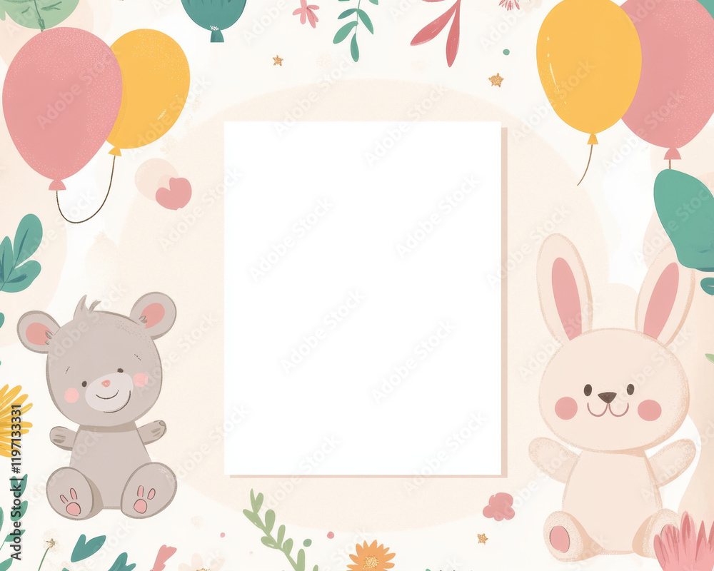 Simple Birthday Invitation Mockup for Kids Simple Birthday Invitation Mockup for Kids