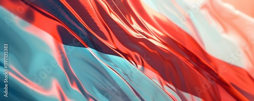 A flag with blue and red stripes