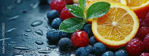close-up of a healthy fresh organic fruits and vegetables