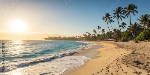 Summer Beach Background Palms Vacation Recort photo