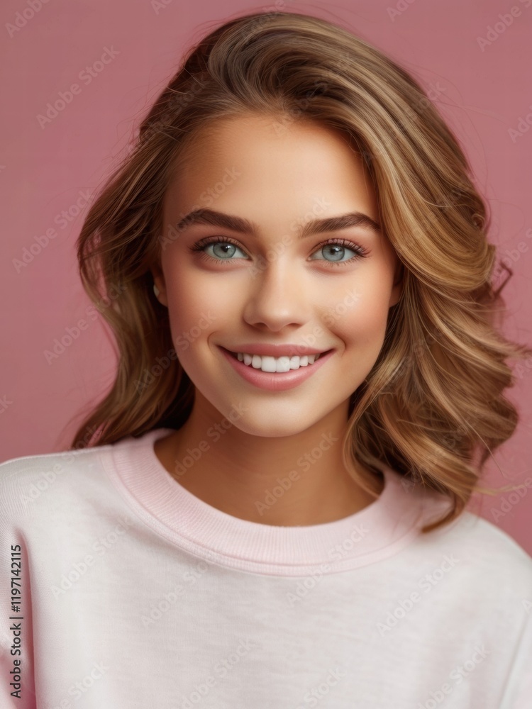 beautiful girl natural beauty pink background beautiful girl natural beauty pink background