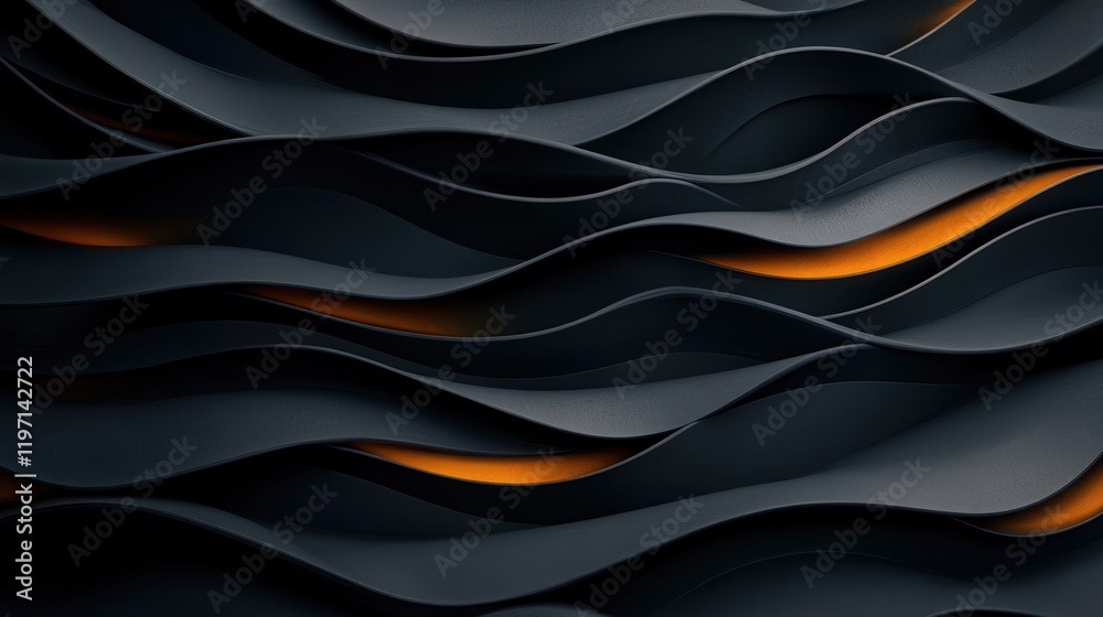 Obraz premium Vivid Waves of Orange Light Dancing Against a Deep Black Background Creating an Enigmatic and Captivating Visual Experience of Contrast and Motion