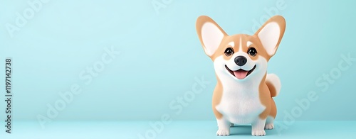 Youthful dog with a charming smile and captivating eyes, Youthful Corgi with Charming Smile on Light Background